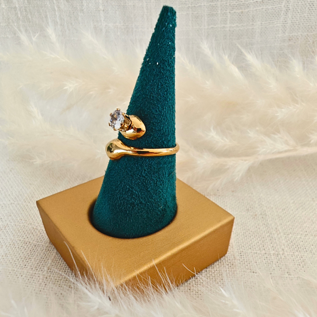 Bague Aïra – doré & cristal clair