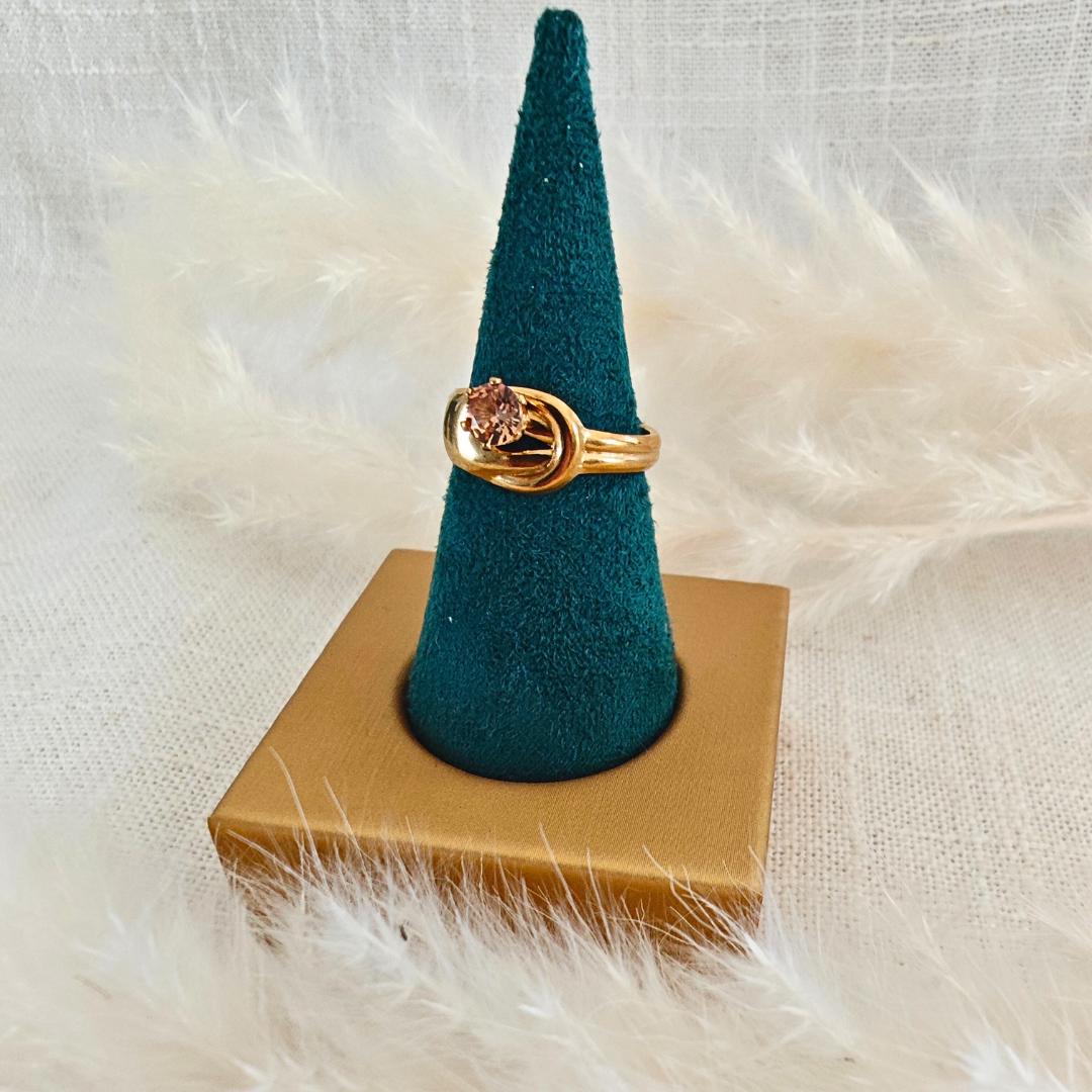 Bague Aluna — doré & pierre rosée bronze