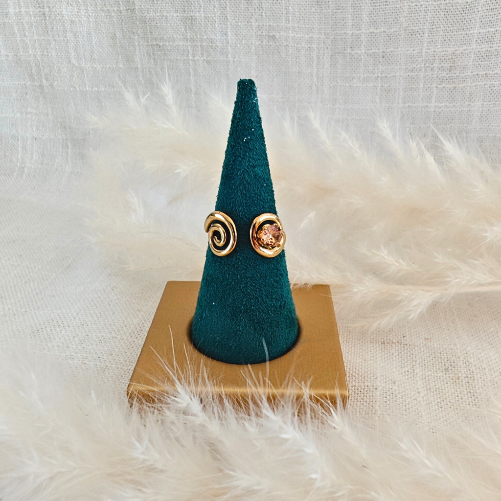 Bague Nova – doré & pierre champagne