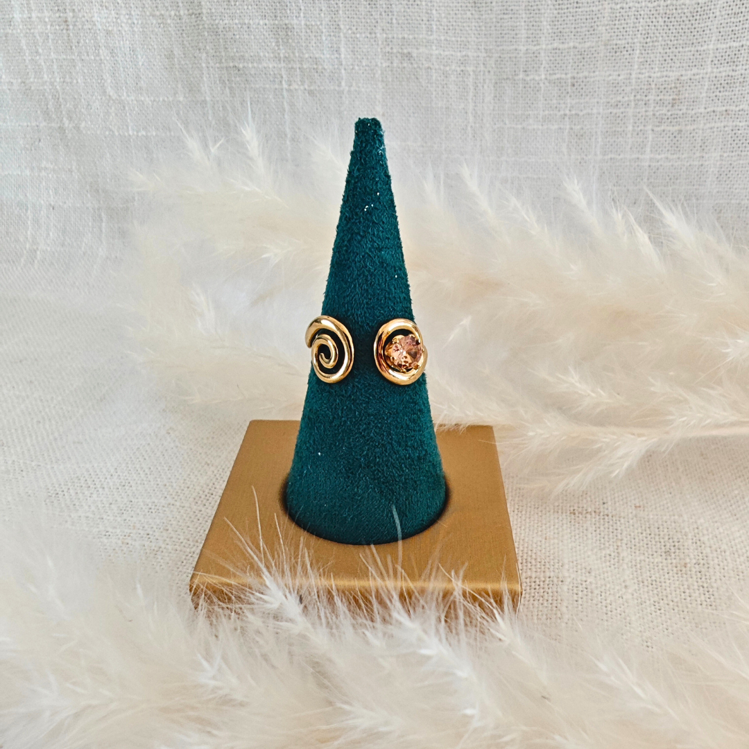 Bague Nova – doré & pierre champagne