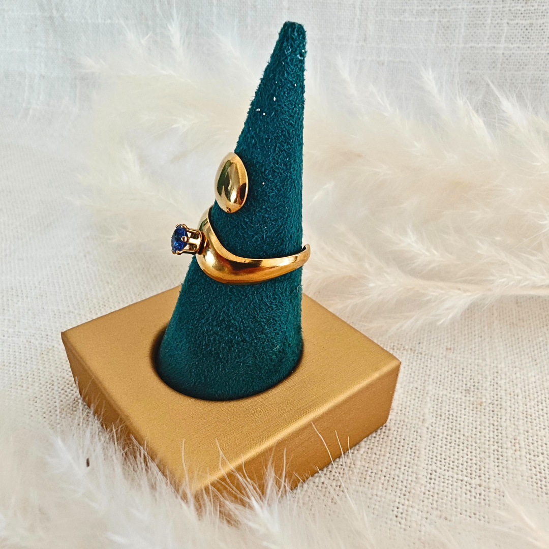 Bague Saphira – doré & pierre bleue