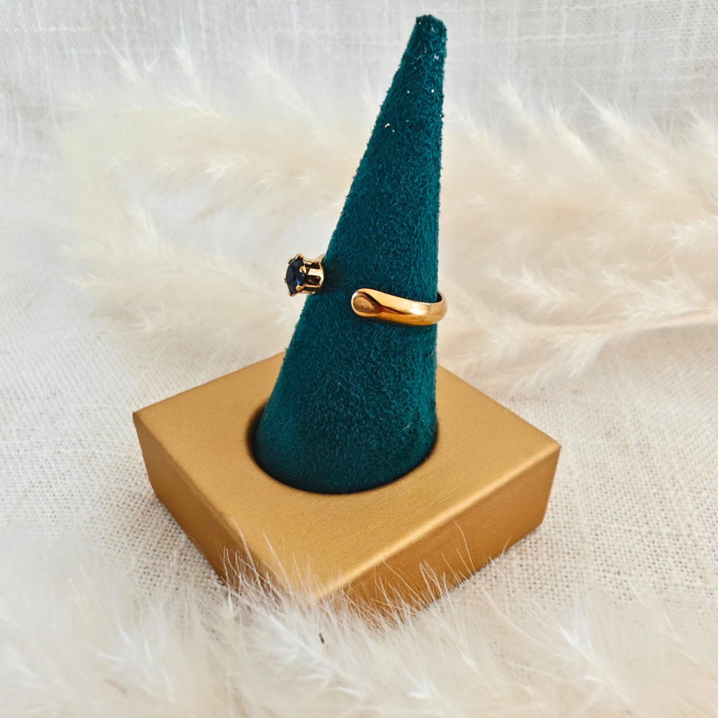Bague Noctis dorée & pierre bleue nuit