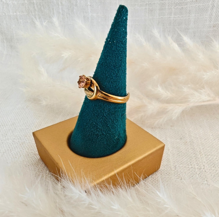 Bague Aluna dorée & pierre rosée bronze
