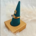 Bague Saphira dorée & pierre bleue