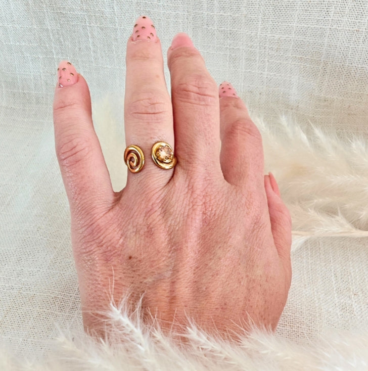 Bague Nova dorée & pierre champagne
