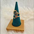 Bague Maï dorée & pierre ambrée rosée