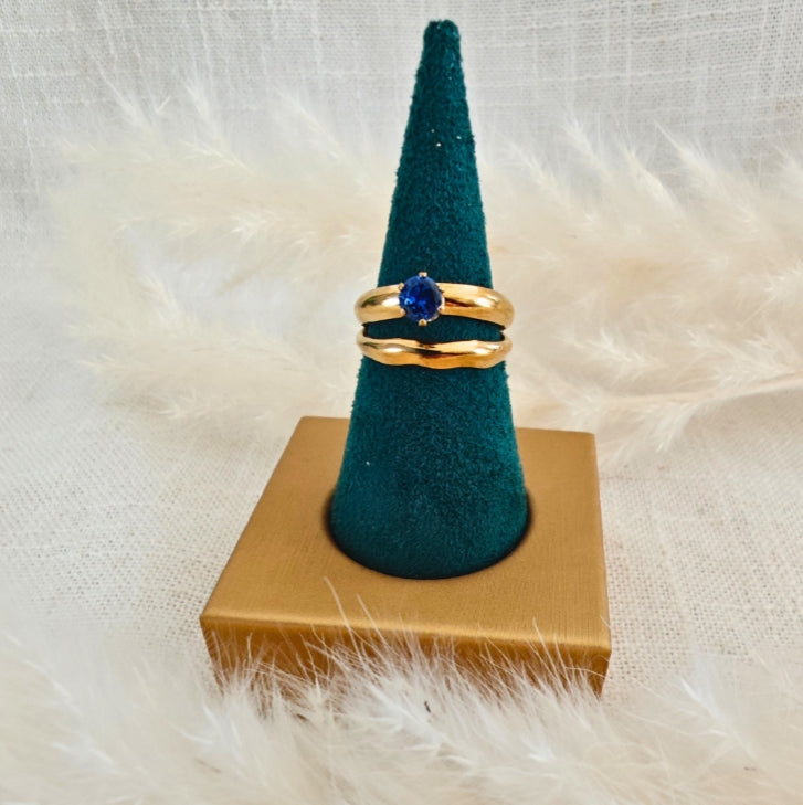 Bague Lyra dorée & pierre saphir