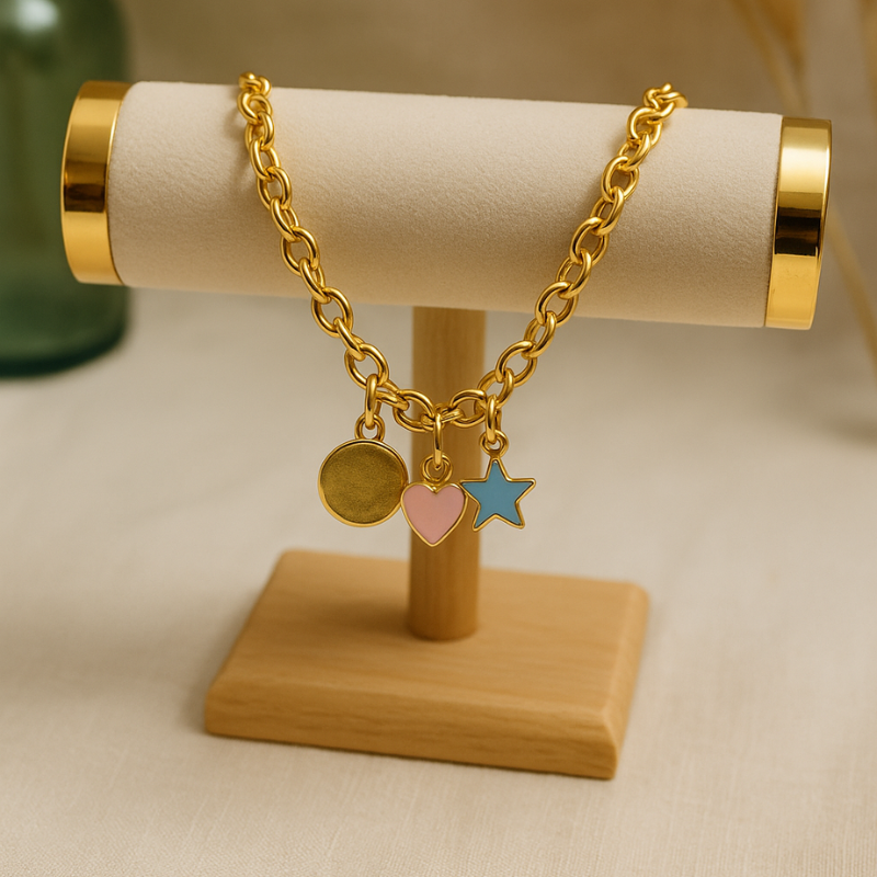 Collier Personnalisable – Taille Sautoir (3 Charms)