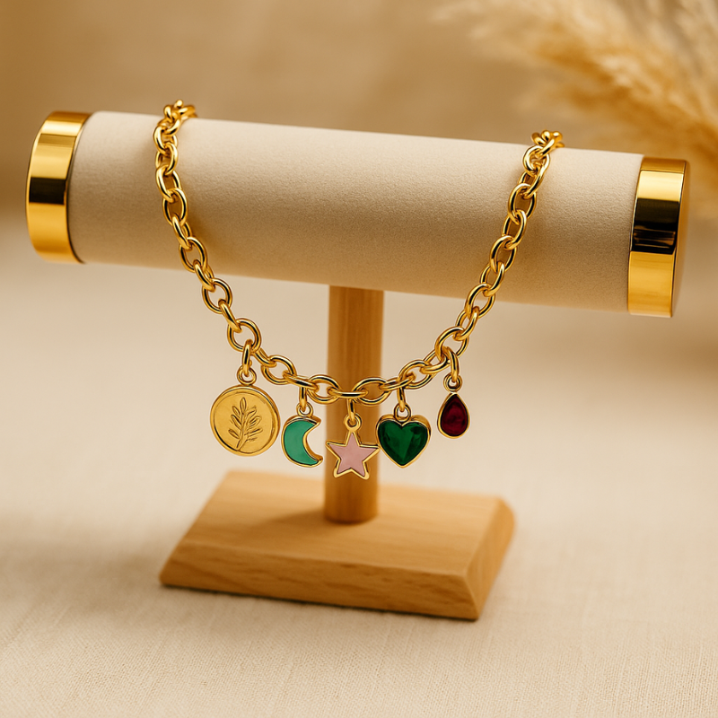 Collier Personnalisable – Taille Sautoir (5 Charms)