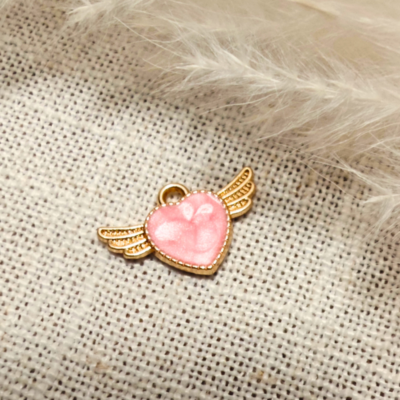 coeur aile rose