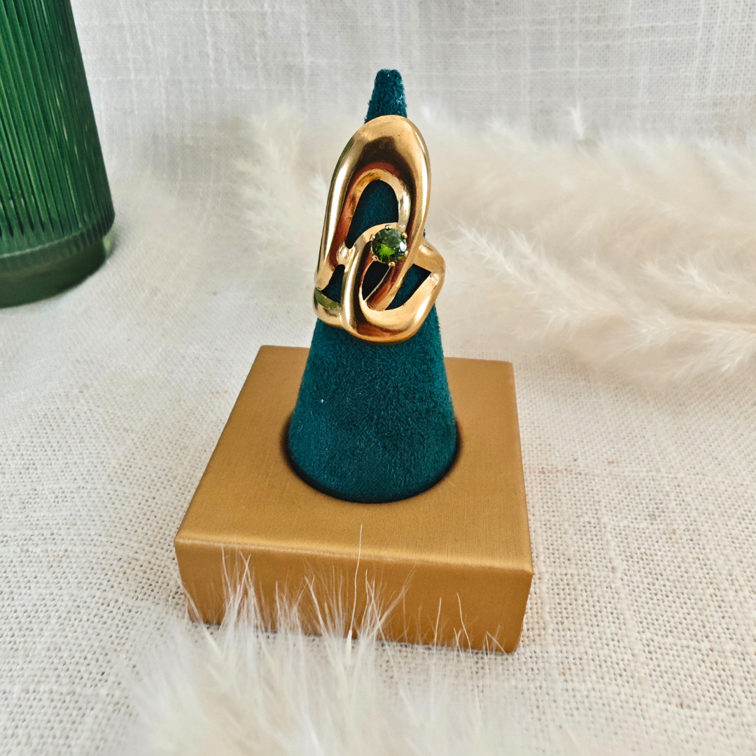 Bague “Luma” – Doré & vert olive