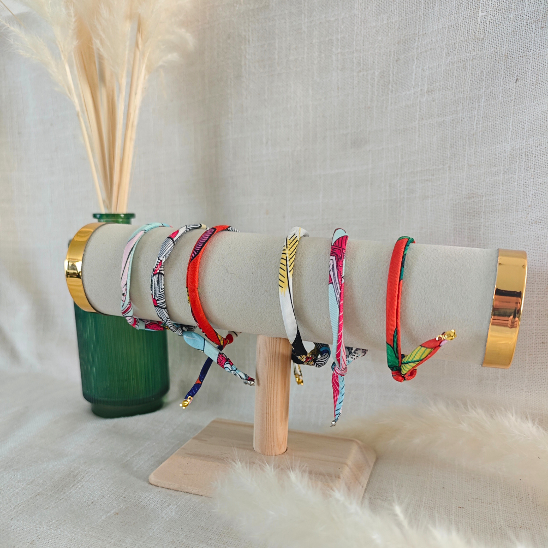 Bracelet en tissu Liberty – Charm personnalisable au choix